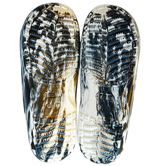 CROCS Men's NEW Classic Marbled Sandal Black and White Double Strap Slide On 13 - Picture 6 of 12